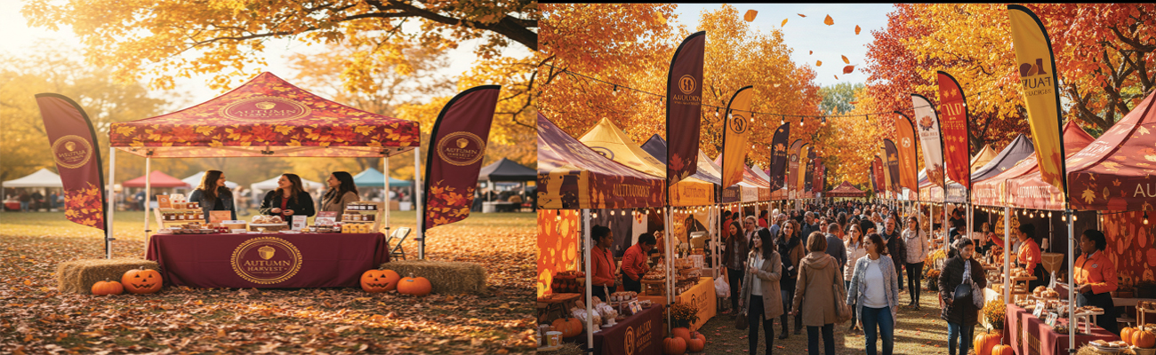 Fall Fest Ready: Custom Canopies, Flags & Booth Gear That Pull the Crowd