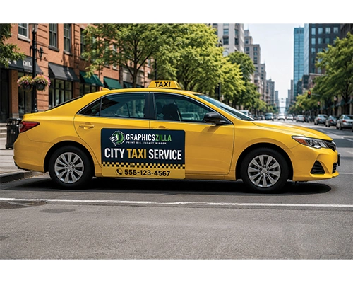 Custom Car Magnet On A Delivery Van Showcasing Business Logo