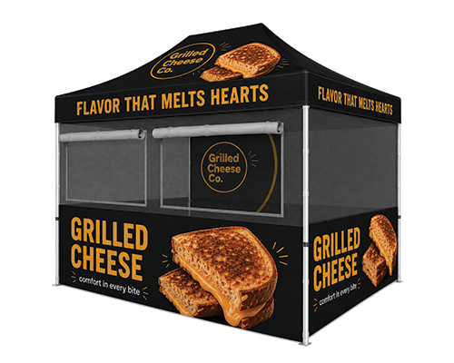 Custom 10X15 Food Vendor Canopy Tent With Fullcolor Branding Serving Hot Food At A Busy Outdoor Festival