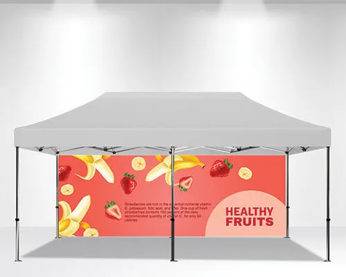 Close-up of a canopy tent with full walls, waterproof and wind-resistant, perfect for weddings and festivals