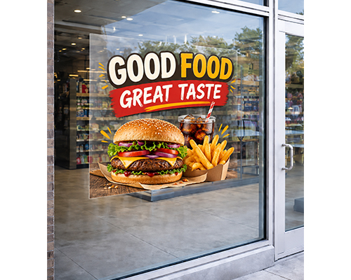 Custom Printed Clear Window Clings for Retail Storefront Advertising