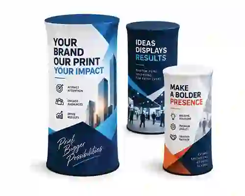 Custom Tension Fabric Trade Show Counters With Vibrant Dye Sublimation Printing