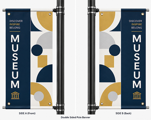 Custom Doublesided Pole Banner Mounted On Street Pole