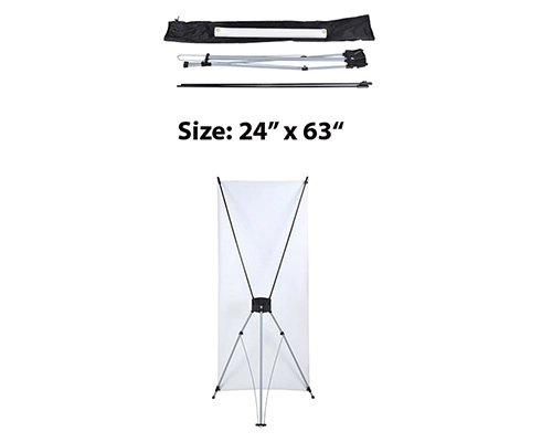 Light weight aluminum frame of X banner stand in display setup