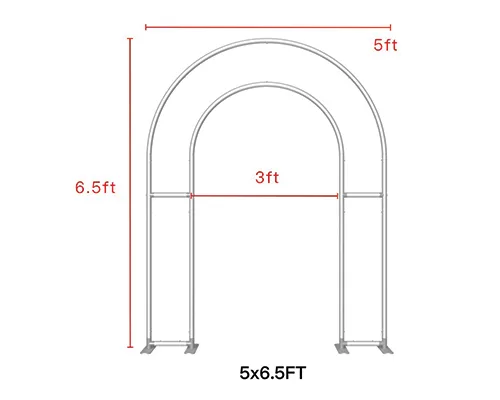Lightweight aluminum event arch with tool-free assembly