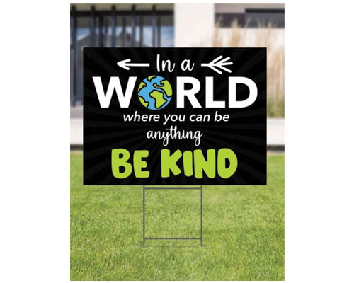 Political campaign yard sign with candidate's name