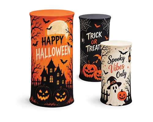 Portable 3-piece display counter set for branded event booths and product showcases.