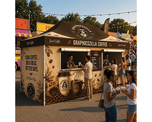 Professional 10X20 Custom Food Tent Featuring Vibrant Printing Serving Windows And Weatherresistant Construction