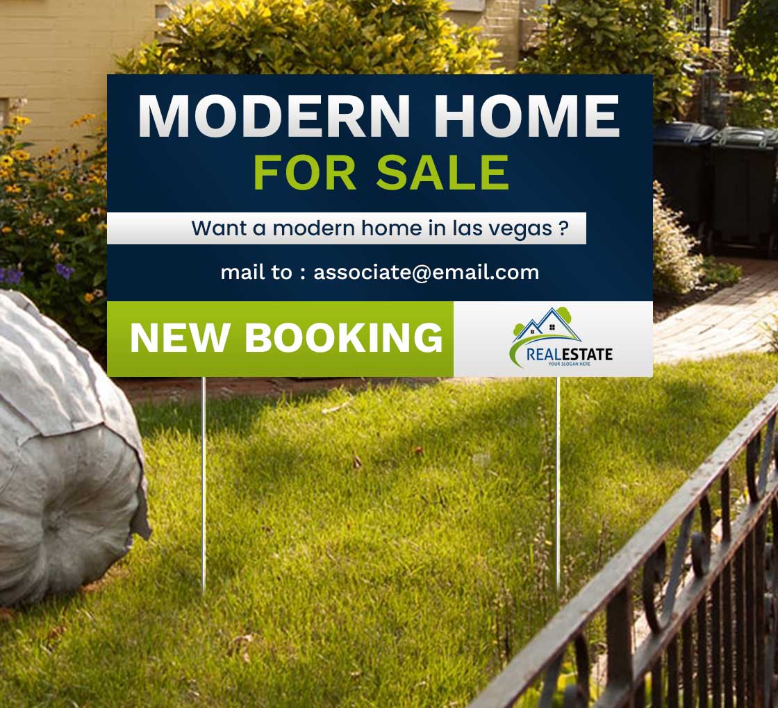 Real estate yard sign indicating a property for sale