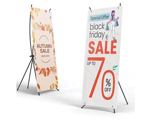 Side Angle Of 32X71 X Banner Stand Showing Slim Profile