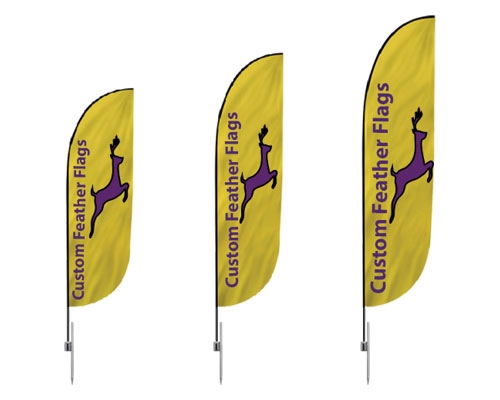 Weatherproof convex flag fluttering at a promotional event